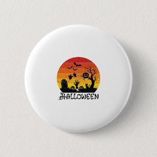 Halloween Zombie Hand Grabstein Baum Schwarze Katz Button