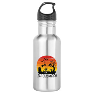 Halloween Zombie Hand Grabstein Baum Schwarze Katz Edelstahlflasche