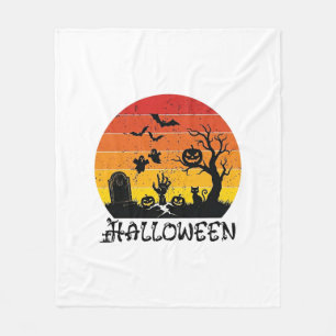 Halloween Zombie Hand Grabstein Baum Schwarze Katz Fleecedecke