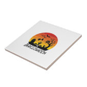 Halloween Zombie Hand Grabstein Baum Schwarze Katz Fliese (Seite)