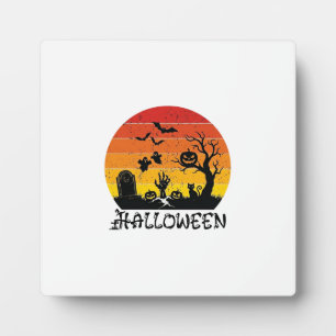 Halloween Zombie-Hand Grabstein Baum Schwarze Katz Fotoplatte