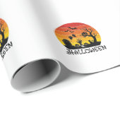 Halloween Zombie Hand Grabstein Baum Schwarze Katz Geschenkpapier (Rolleneckpunkt)