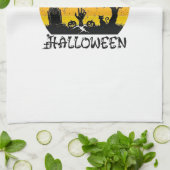 Halloween Zombie Hand Grabstein Baum Schwarze Katz Geschirrtuch (Gefaltet)
