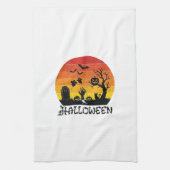 Halloween Zombie Hand Grabstein Baum Schwarze Katz Geschirrtuch (Vertikal)