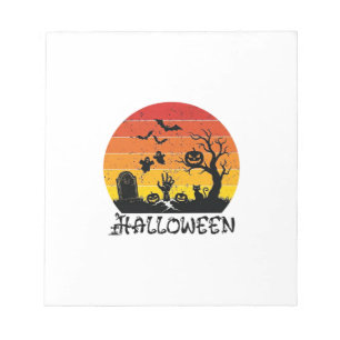 Halloween Zombie Hand Grabstein Baum Schwarze Katz Notizblock