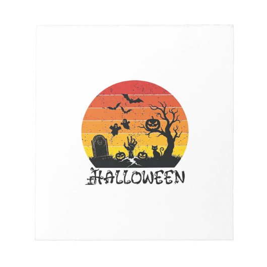 Halloween Zombie Hand Grabstein Baum Schwarze Katz Notizblock (Vorderseite)
