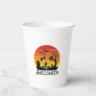 Halloween Zombie Hand Grabstein Baum Schwarze Katz Pappbecher