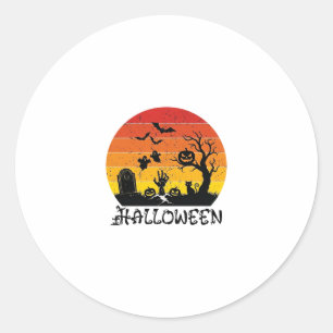 Halloween Zombie Hand Grabstein Baum Schwarze Katz Runder Aufkleber