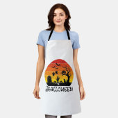 Halloween Zombie Hand Grabstein Baum Schwarze Katz Schürze (Getragen)