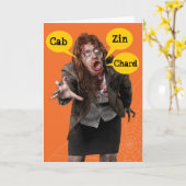 Halloween Zombie Happy Hallowine Wino Karte (Gelbe Blume)