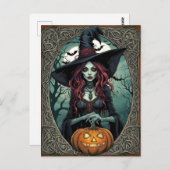 Halloween Zombie Hexe Postkarte (Vorne/Hinten)