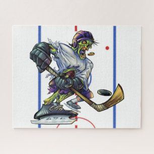 Halloween Zombie Hockey Player Funny Sports Puzzle