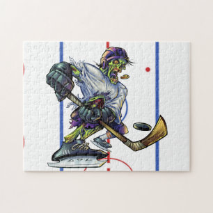 Halloween Zombie Hockey Player Funny Sports Puzzle