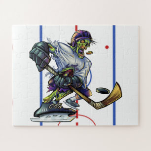 Halloween Zombie Hockey Player Funny Sports Puzzle