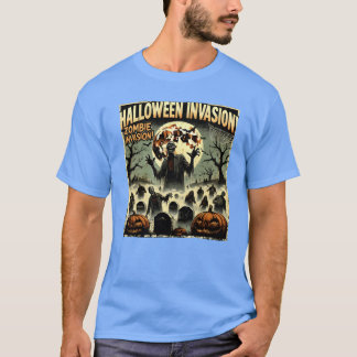 Halloween Zombie-Invasion Retro T-Shirt