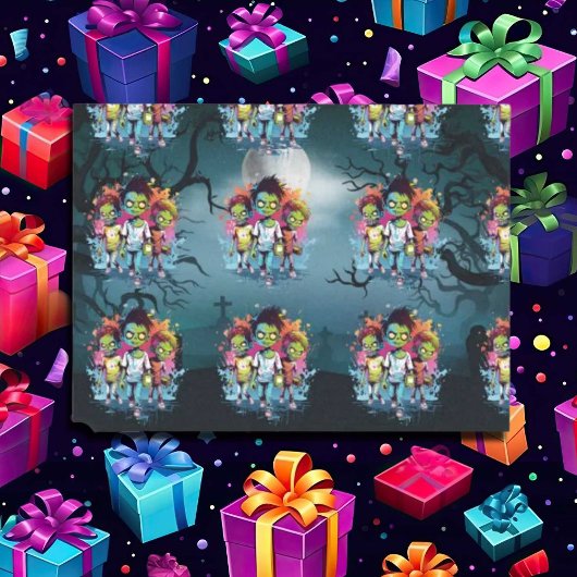 Halloween Zombie-Kinder blau Seidenpapier