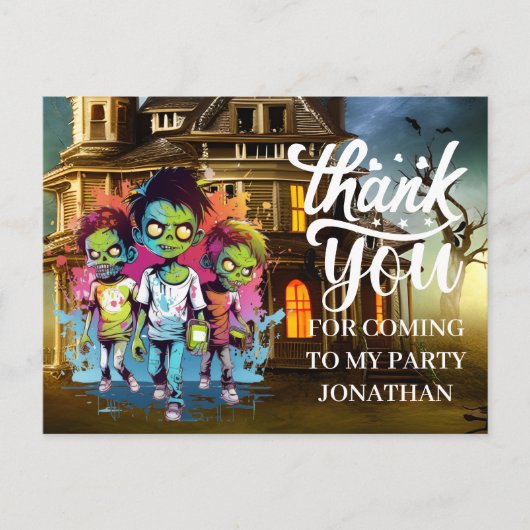 Halloween-Zombie-Kinder DANKEN DANK IHNEN Postkart Postkarte (Vorderseite)