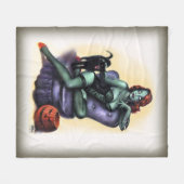 Halloween-Zombie-Mädchen-Button oben Fleecedecke (Vorderseite (Horizontal))