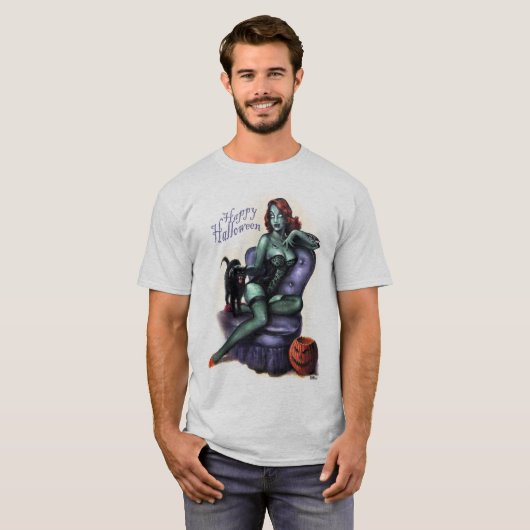 Halloween-Zombie-Mädchen-Button oben T-Shirt (Vorne ganz)