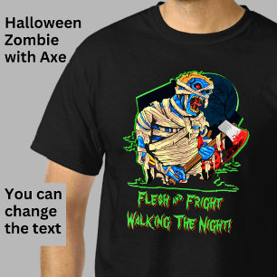 Halloween Zombie Monster Mummy Bandages Blood Ax T-Shirt