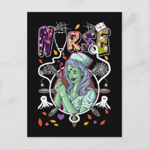 Halloween Zombie Nurse Stethoscope Medical Worker Postkarte