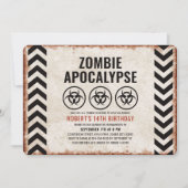 Halloween-Zombie-Party mit Biogefährdung-Icons Einladung (Vorderseite)