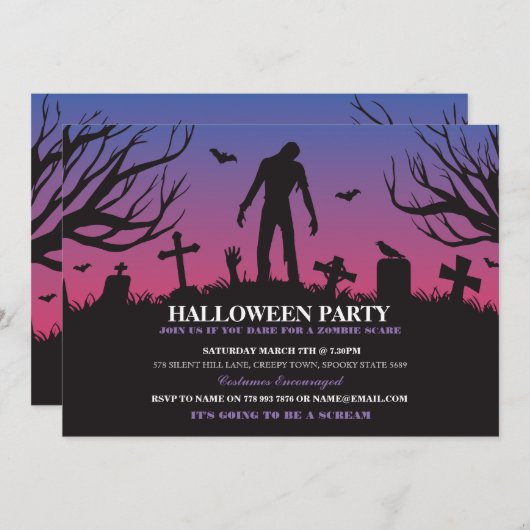 Halloween Zombie Party Untote Apokalypse Einladung (Vorne/Hinten)