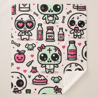 Halloween Zombie Pattern Sherpa Blanket Sherpadecke