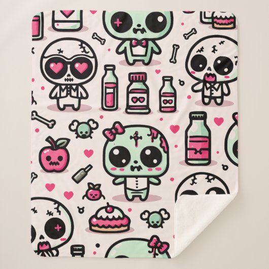 Halloween Zombie Pattern Sherpa Blanket Sherpadecke (Vorderseite)