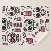 Halloween Zombie Pattern Sherpa Blanket Sherpadecke (Vorderseite (Horizontal))