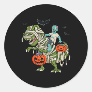 Halloween Zombie Riding T Rex Fun Boys Girls Kinde Runder Aufkleber