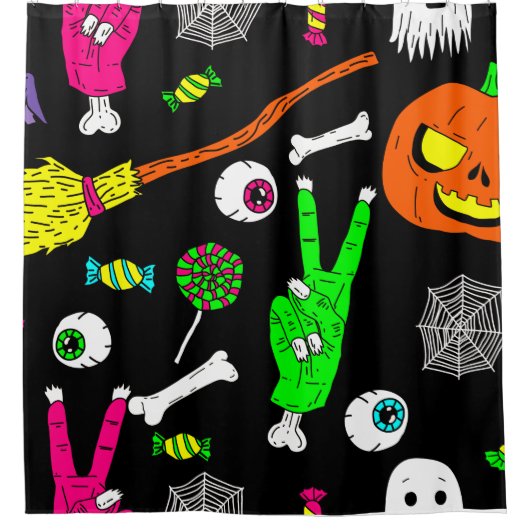 Halloween-Zombie-Schädel Duschvorhang (Vorderseite)