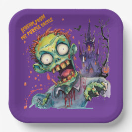 Halloween, Zombie,Schrei aus dem lila Schloss ,  Pappteller