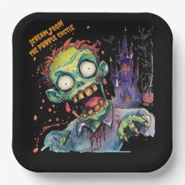 Halloween, Zombie,Schrei aus dem lila Schloss ,  Pappteller