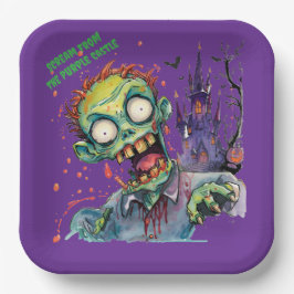 Halloween, Zombie,Schrei aus dem lila Schloss ,  Pappteller