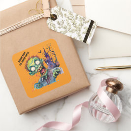 Halloween, Zombie,Schrei aus dem lila Schloss ,  Quadratischer Aufkleber