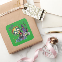 Halloween, Zombie,Schrei aus dem lila Schloss ,  Quadratischer Aufkleber