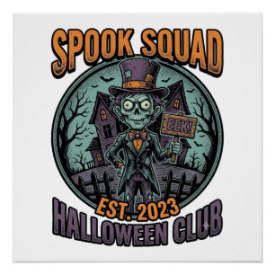 Halloween-Zombie-Shirt Lustiges Spook Squad Gravie Poster