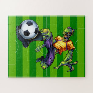 Halloween Zombie Soccer Forward Player Sports Puzzle