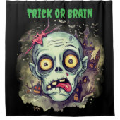 Halloween, Zombie, Süßes oder Gehirn, Gruselig, Sp Duschvorhang (Vorderseite)