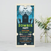 Halloween Zombie Ticket Fun Horror Einladung (Stehend Vorderseite)