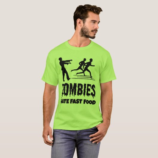 Halloween Zombies Hate Fast Food Joggers Funny T-Shirt (Vorne ganz)