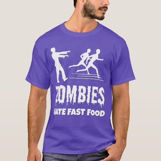 Halloween Zombies Hate Fast Food Joggers Funny T-Shirt (Vorderseite)