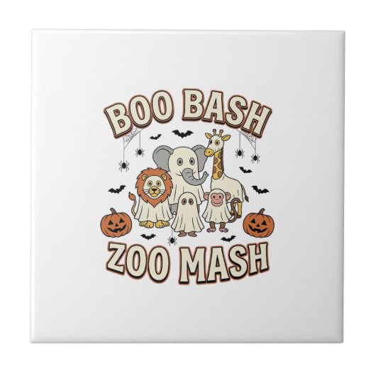 Halloween-Zoo-Boo-Bash-Lustige-Tierparty_1 Fliese (Vorderseite)