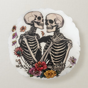 Halloween-Zuckerschädel-Rundkissen Rundes Kissen