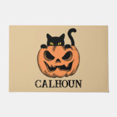 Halloween Zuhause Pumpkin und Black Cat Personalis Fußmatte (Vorderseite)