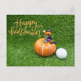  Halloween zum Golfer mit Golfball Postkarte