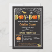 Halloween Zwillinge Baby Dusche Kürbis Schwarzes G Einladung (Vorderseite)