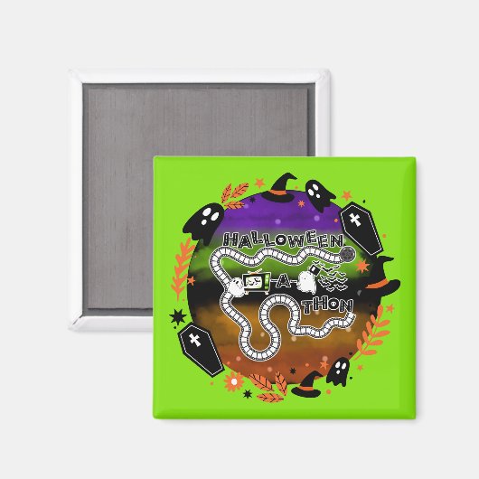 Halloweenathon Circle Game Board Green Magnet (Vorderseite/Rückseite)
