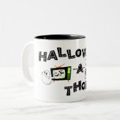 Halloweenathon-Logo mit Skele Zweifarbige Tasse (Vorderseite Links)